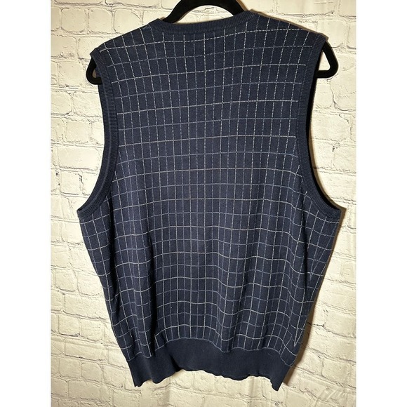 POLO RALPH LAUREN GOLF MENS BLUE CHECK CASHMERE BLEND SWEATER VEST (M) EUC - Picture 4 of 4